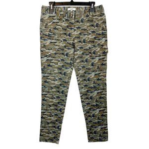 Anatomie Karo Stretch Skinny Fit Cargo Pants in Camo Print Green - Size Medium